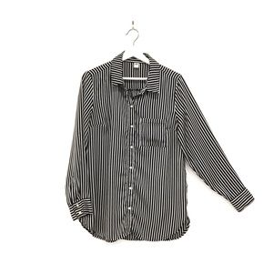 Black & White Old Navy Striped Button Blouse Sz M